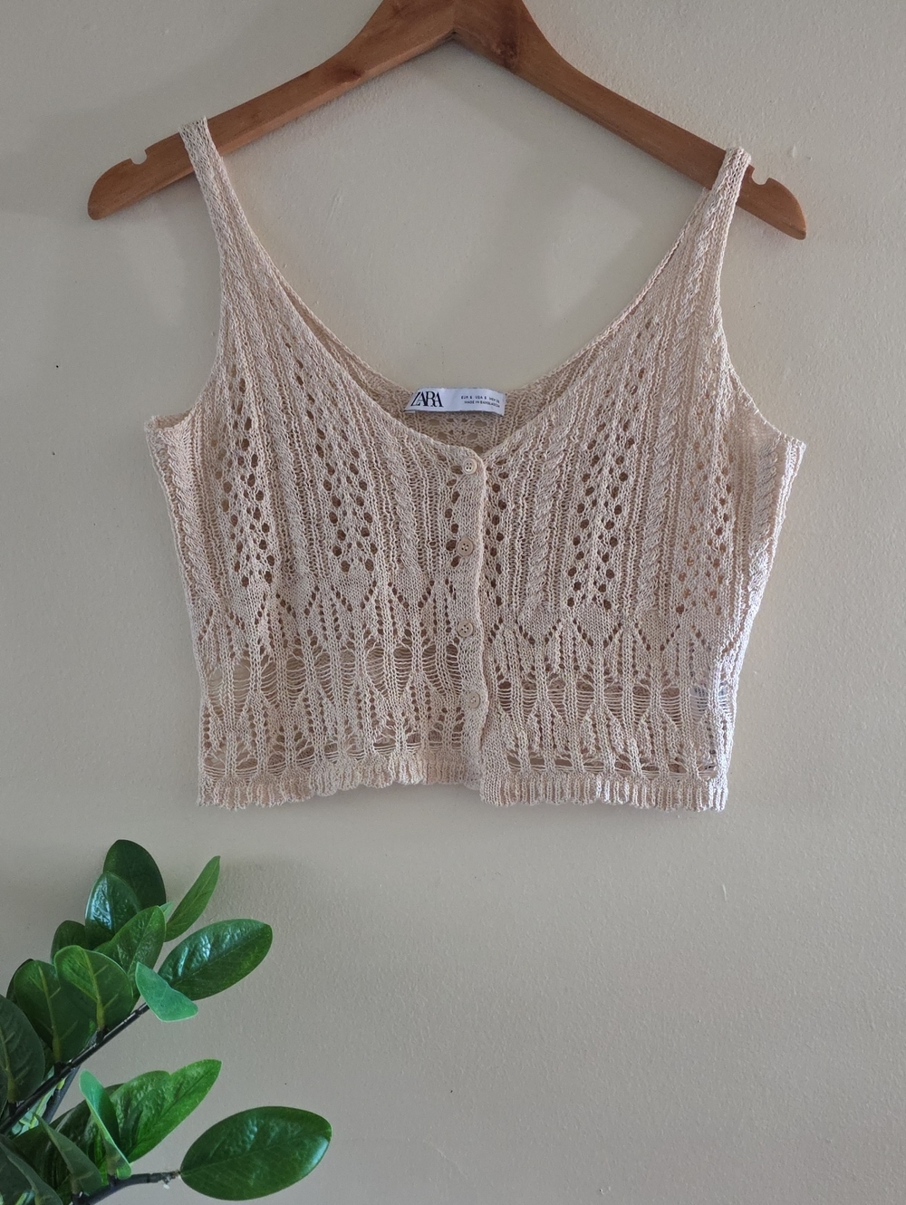 ZARA Knit Crochet Crop Top - S